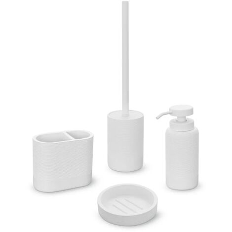 Set accessori bagno 4 pezzi in poliresina bianca Marica