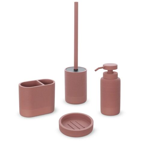 Set accessori bagno 4 pezzi in poliresina terracotta Marica