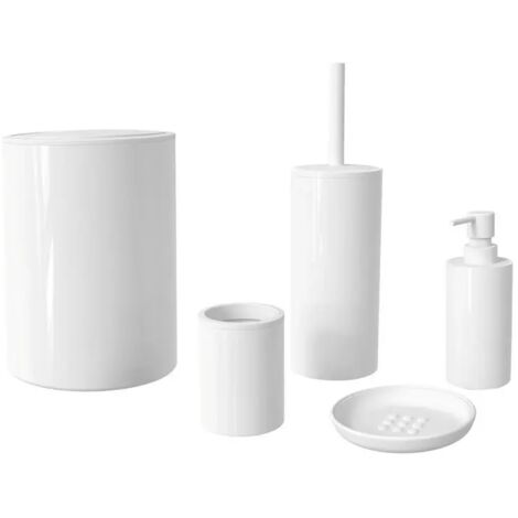 Set accessori bagno 5 pezzi ABS bianco – Serie Ruby