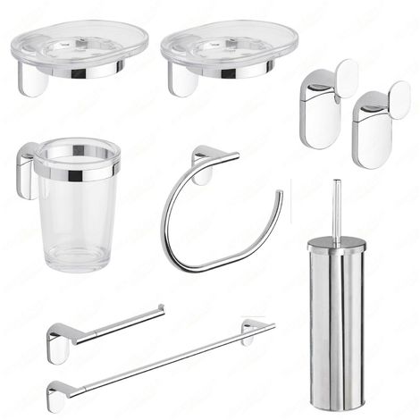 Set Accessori Bagno Cromati.Set Accessori Bagno Cromati Cromo Kit Zero Metaform 9 Pezzi 023314