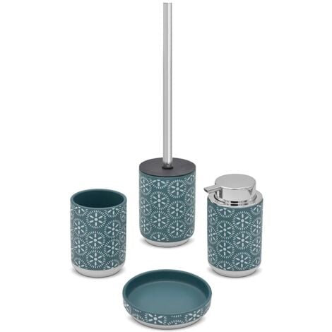 Set accessori bagno da appoggio 4 pezzi in ceramica turchese cobalto  Circus