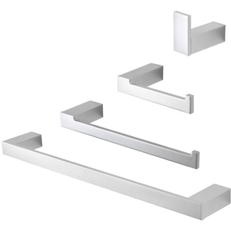 Set accessori bagno da muro 4 pezzi in alluminio argento Sky