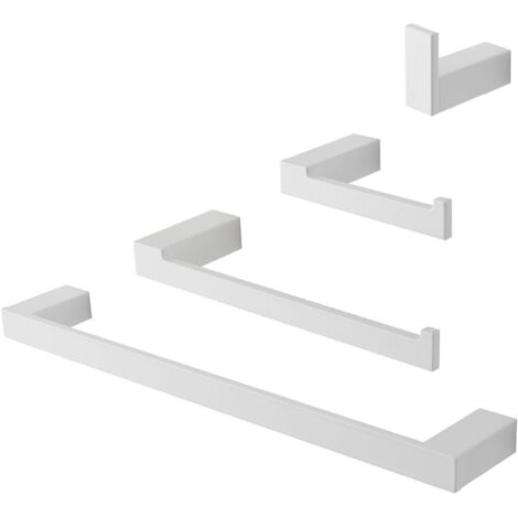 Set accessori bagno da muro 4 pezzi in alluminio bianco Sky