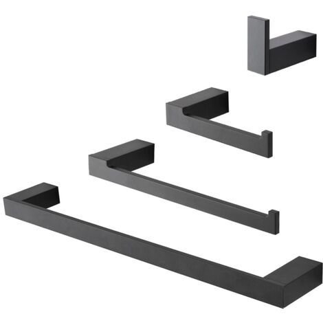Set accessori bagno da muro 4 pezzi in alluminio nero Sky