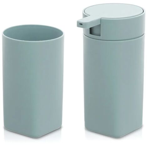 Set accessori bagno dispenser e portaspazzolini da appoggio acquamarina in abs Tender