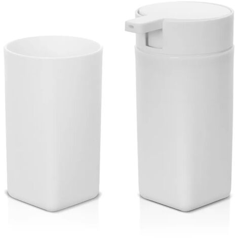 Set accessori bagno dispenser e portaspazzolini da appoggio bianco in abs Tender