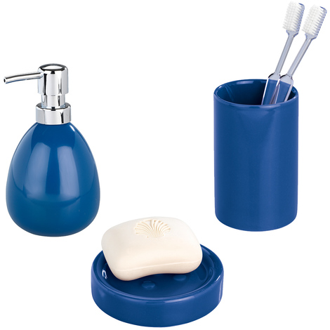 Accessori Per Bagno In Ceramica.Set Accessori Da Bagno In Ceramica Polaris Blu 8050043123398