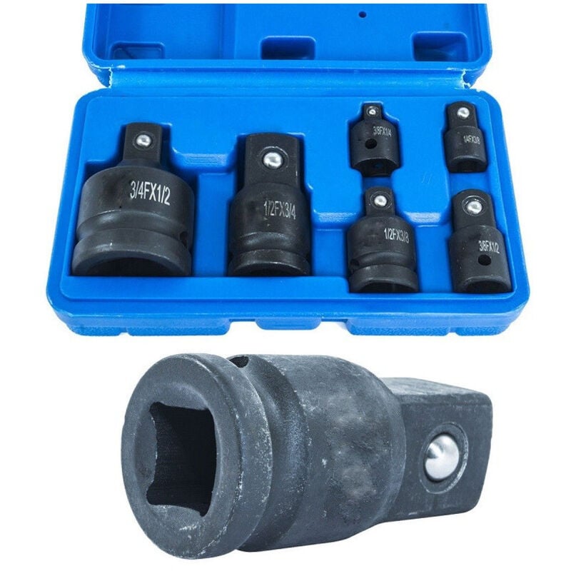 Image of Set Adattatori Riduttori 6pz a Impatto Per Bussole Per Utensili Aria Compressa - - Trade Shop Traesio