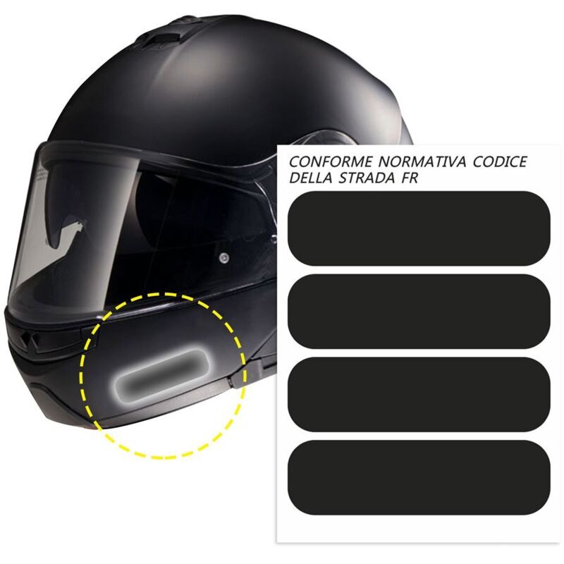 Set Adesivi Rifrangenti per Casco 4 Pz - Colore: NERO