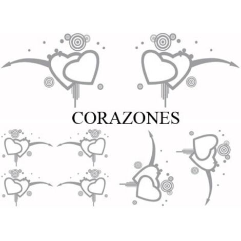 Set Adhesifs -ELEMENT CORAZONES- Gris - Car Deco