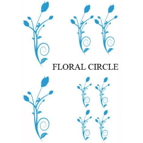 Set Adhesifs -ELEMENT FLORAL CIRCLE- Bleu - PROMO ADN - Car Deco
