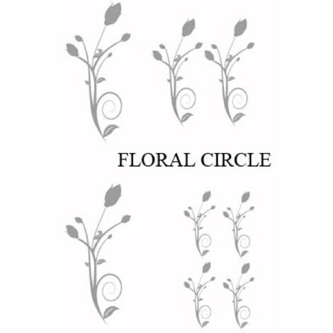 Set Adhesifs -ELEMENT FLORAL CIRCLE- Gris - PROMO ADN - Car Deco