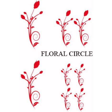 Set Adhesifs -ELEMENT FLORAL CIRCLE- Rouge - PROMO ADN - Car Deco
