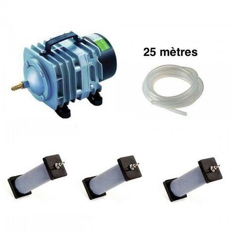 Set Aérateur Bassin De Jardin De 1000 à 6000 L. Pompe à air bassin + 3 aérateurs 22cm