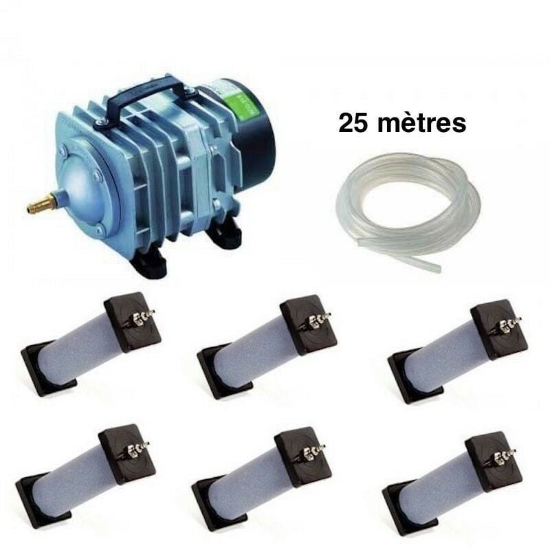 Set Aérateur Bassin De Jardin De 1000 à 7000 l. Pompe à air bassin + 6 aérateurs 22cm