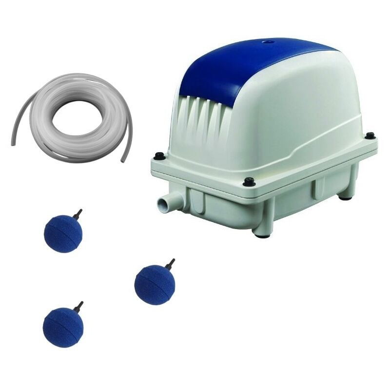 Set Aérateur Bassin Pompe à air 2700 l/h 3 boules diffuseur SILENCIEUX. Pour 5000 litres environ