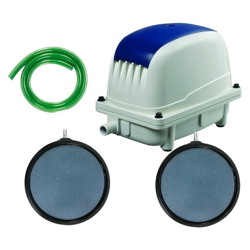 Le Poisson Qui Jardine - Set Aérateur Bassin Pompe à air 3600 l/h 2 diffuseurs 20 cm de diamètre silencieux. Pour 7000 litres environ