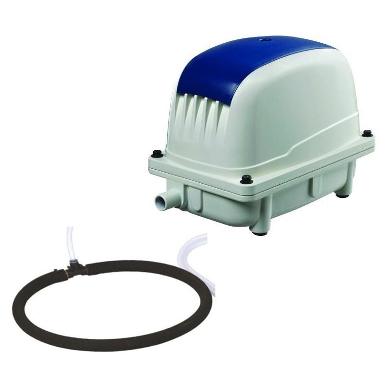 Set Aérateur Bassin Pompe à air 4800 l/h 1 diffuseur 35 cm de diamètre silencieux. Pour 8000 litres environ