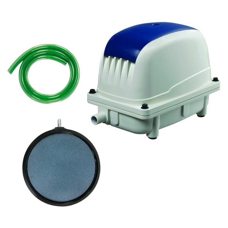 Set Aérateur Bassin Pompe à air 9000 l/h 1 diffuseur pro 20 cm de diamètre silencieux. Pour 12000 - 15000 litres environ