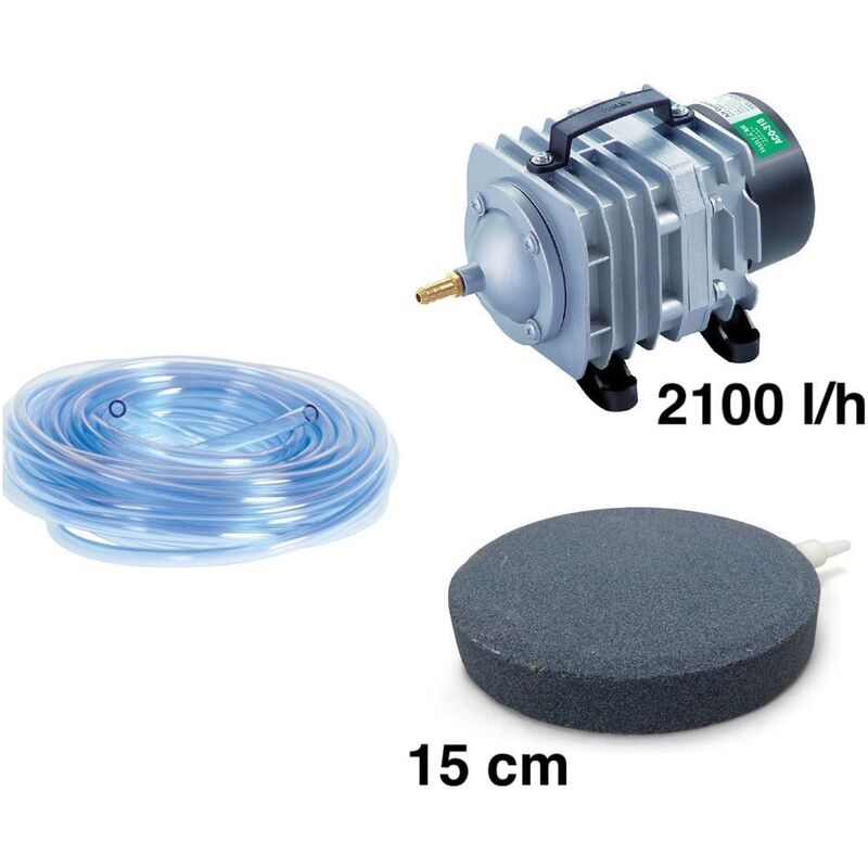 Set Aérateur Bulleur 15 cm Bassin De Jardin De 1000 à 3000 l. Pompe à air bassin + accessoires
