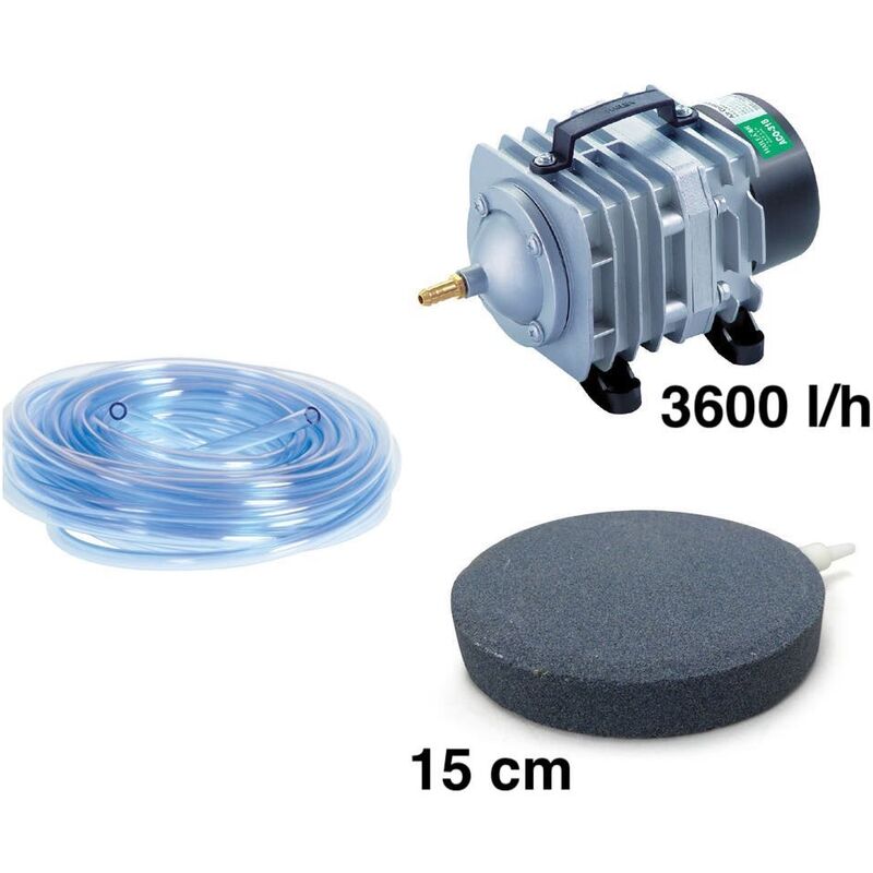 Set Aérateur Bulleur 15 cm Bassin De Jardin De 2000 à 5000 l. Pompe à air bassin + accessoires