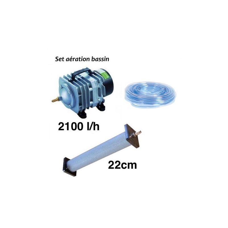 Set Aérateur Bulleur 22 cm Bassin De Jardin De 1000 à 3000 l. Pompe à air bassin + accessoires