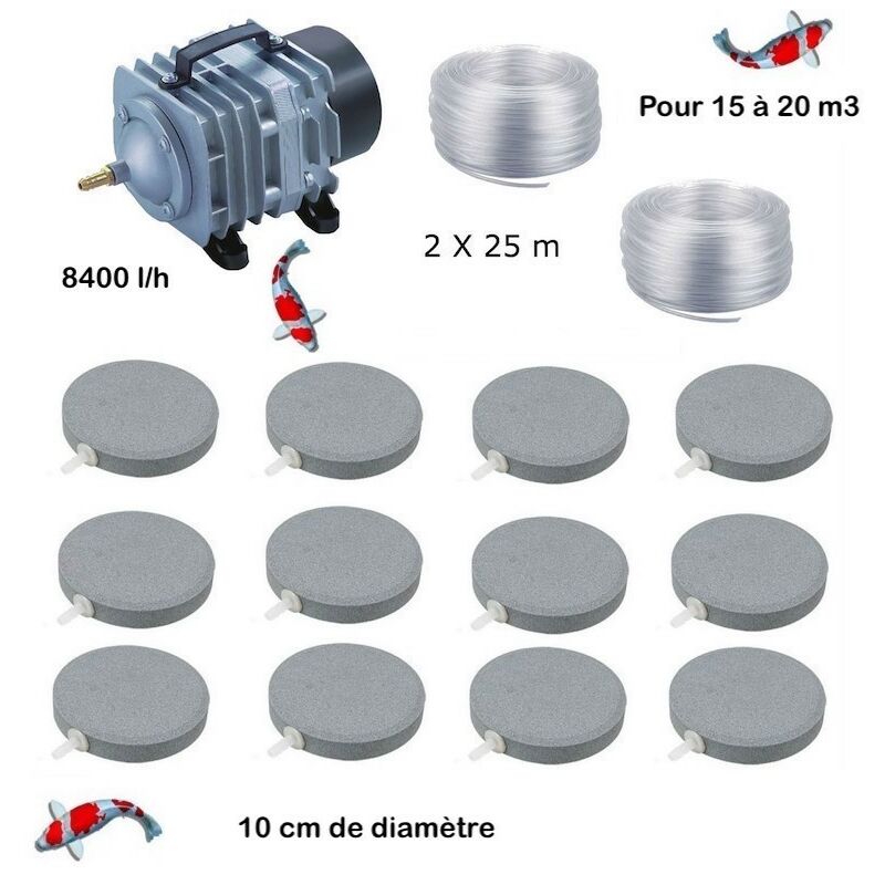 Le Poisson Qui Jardine - Set aération 12 disques 10 cm bassin de 15000 à 20000 litres