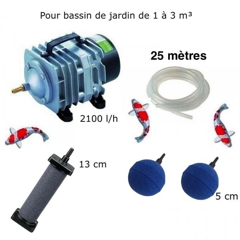 Lepoissonquijardinefr - Set Aération 2 boules diffuseusr + 1 diffuseur 13 cm Bassin De Jardin De 1000 à 3000 Litres