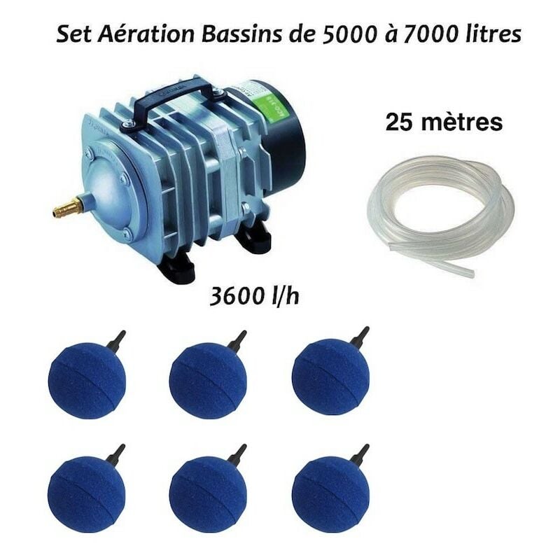 Lepoissonquijardinefr - Set aération 6 boules bassin de 5000, 6000 et 7000 litres + aérateur