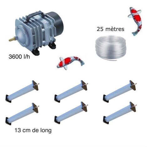Set aération 6 diffuseurs longs bassin de jardin de 5000 à 7000 litres