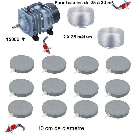 Set aération bassin de jardin 12 disques 10 cm de 25000 à 30000 litres