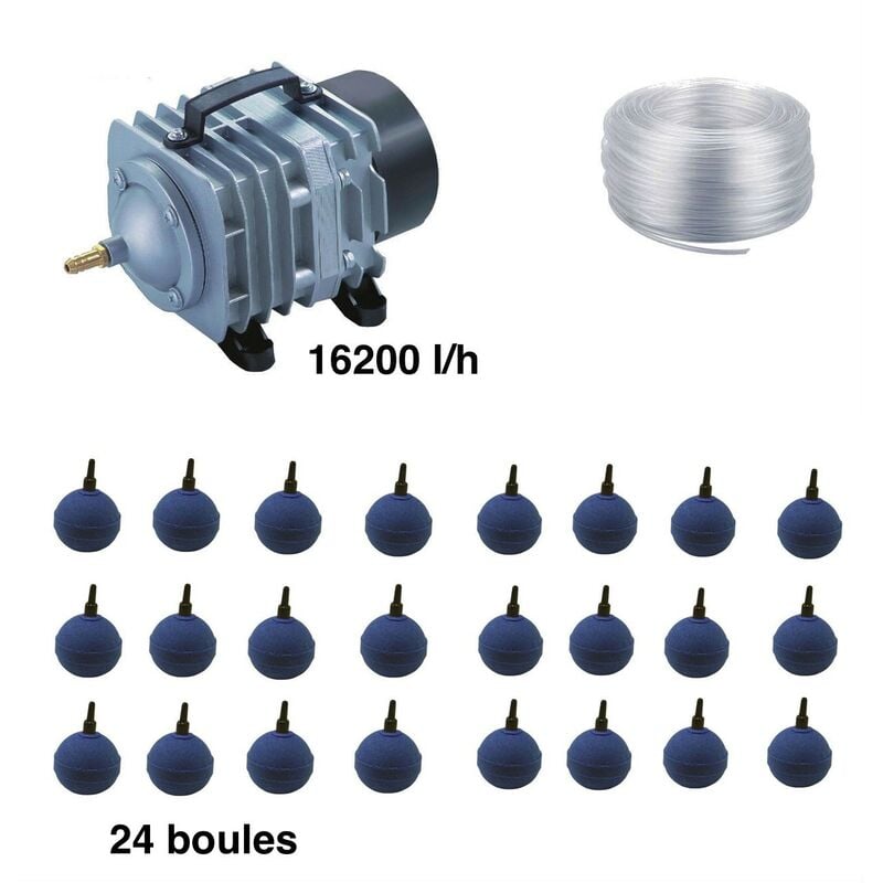 Set aération bassin de jardin 24 boules de 30000 à 50000 litres