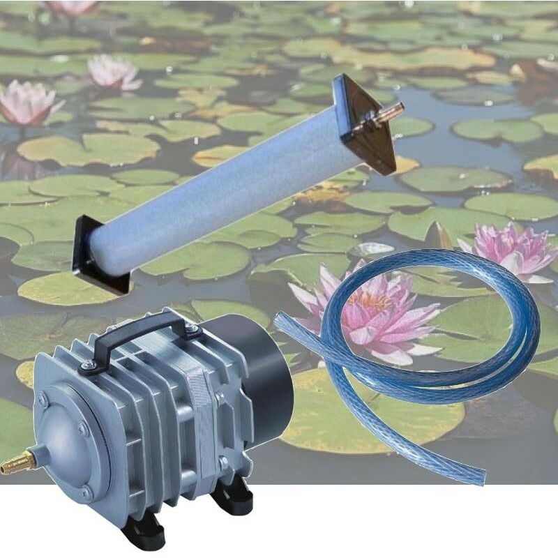 Set aérateur bassin de jardin de 5000 à 7000 l. Pompe à air bassin + 1 bulleur long
