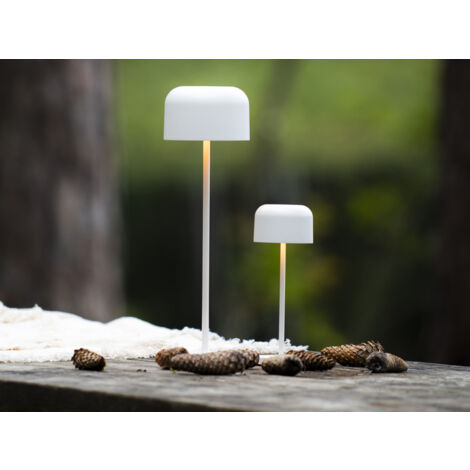 SET Akku Tischleuchten per USB aufladbar, Weiß Höhe 20cm & 36cm