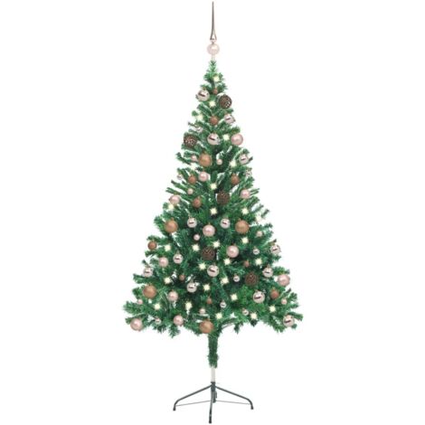 Set Albero Natale Artificiale con LED e Palline 150 cm 380 Rami