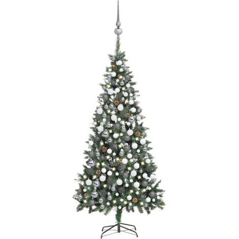Set Albero Natale Artificiale con LED Palline e Pigne 210 cm