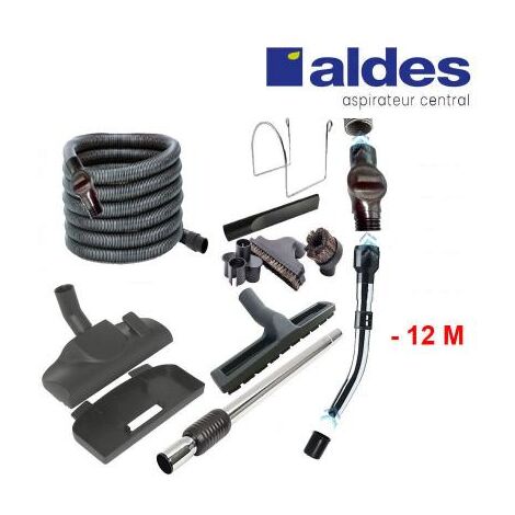 Set ALDES 8 accessoires + 1 flexible avec poignée standard chromée remplace la poignée de commande pneumatique ALDES 11070062 avec douille de démarrage et vanne d’arrêt - longueur au choix - 12m