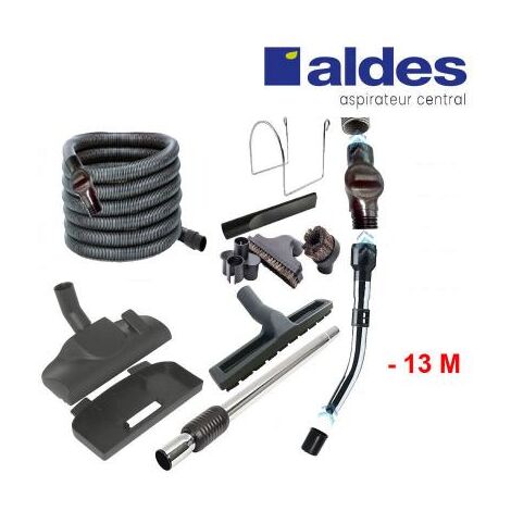 Set ALDES 8 accessoires + 1 flexible avec poignée standard chromée remplace la poignée de commande pneumatique ALDES 11070062 avec douille de démarrage et vanne d’arrêt - longueur au choix - 13m