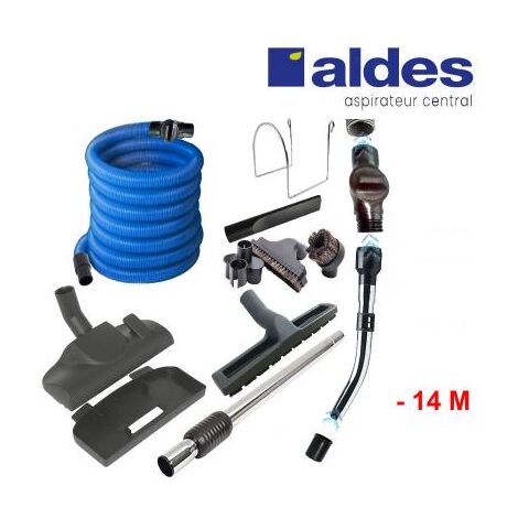 Set ALDES 8 accessoires + 1 flexible avec poignée standard chromée remplace la poignée de commande pneumatique ALDES 11070062 avec douille de démarrage et vanne d’arrêt - longueur au choix - 14m