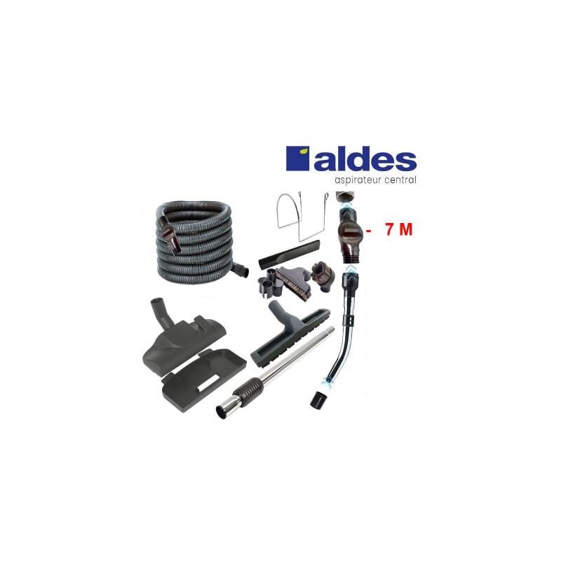 Aldes - Set 8 accessoires + 1 flexible avec poignée standard chromée remplace la poignée de commande pneumatique 11070062 avec douille de démarrage