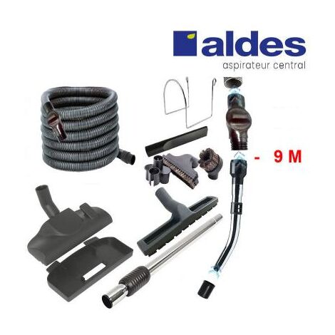 Set ALDES 8 accessoires + 1 flexible avec poignée standard chromée remplace la poignée de commande pneumatique ALDES 11070062 avec douille de démarrage et vanne d’arrêt - longueur au choix - 9m