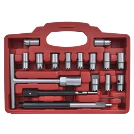 Set alesatori/frese pulizia iniettori/iniettore diesel set 17 pz