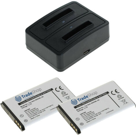Set-Angebot: 2x Trade-Shop Li-Ion Akku + Dual Ladegerät Ladestation Micro-USB für Bea Fon S20 Altina Bluetooth GPS Receiver Anycool Enjoy W02