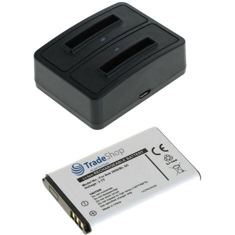 Set-Angebot: Trade-Shop Li-Ion Akku + Dual Ladegerät Ladestation Micro-USB für Bea Fon S20 Altina Bluetooth GPS Receiver Anycool Enjoy W02