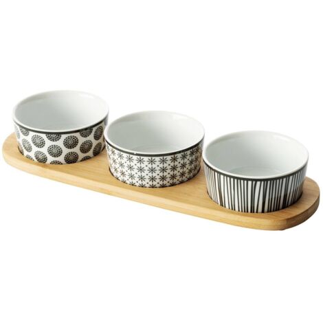 Set apéritif en bambou Bohemia avec plateau et 3 coupelles, 29,8 cm – Élégant et pratique, livraison gratuite