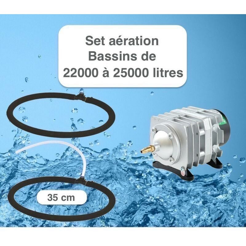 Set aération 2 Diffuseurs Poreux 35 cm pour bassin de jardin de max. 25 m³
