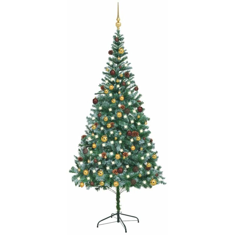 

Happyshopping - Set arbol de Navidad artificial con LED, bolas y pinas 210 cm