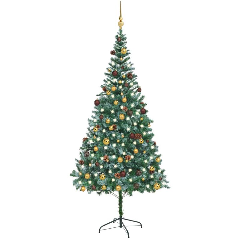 

Set árbol de Navidad artificial con LED, bolas y piñas 210 cm