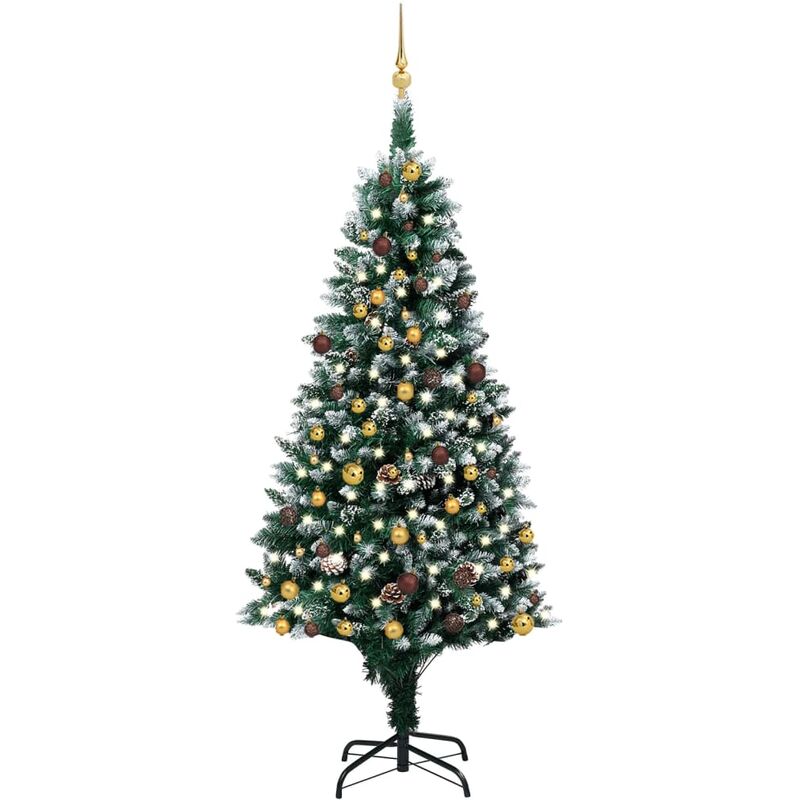 

Set árbol de Navidad artificial con LED, bolas y piñas 210 cm