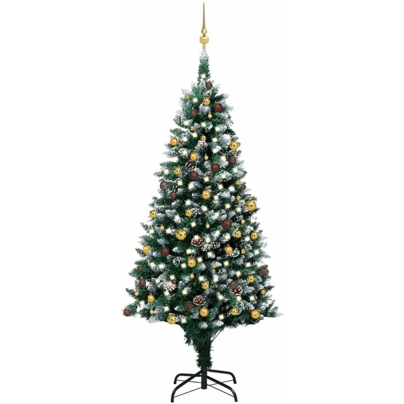 

Set arbol de Navidad artificial con LED, bolas y pinas 240 cm